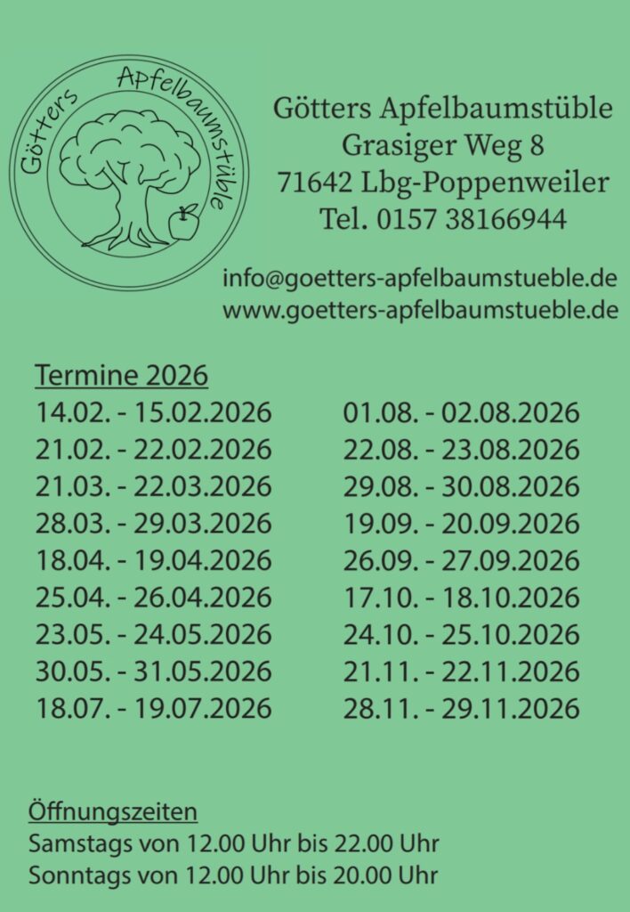 Götters Apfelbaumstüble Termine 2026